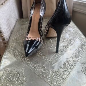 Gianvito Rossi Black & Animal Print Stiletto Heels